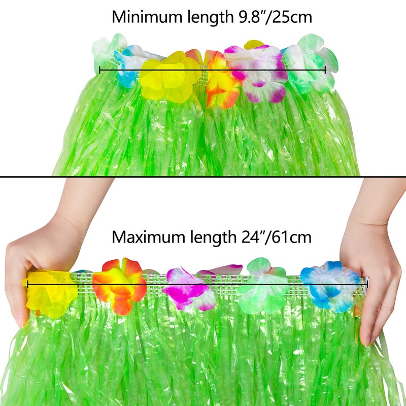 jollylife 12PCS Luau Hawaiian Grass Skirts + 12PCS Wristbands Party Decorations Hula Hibiscus Flowers Birthday Tropical Supplies - Image 4
